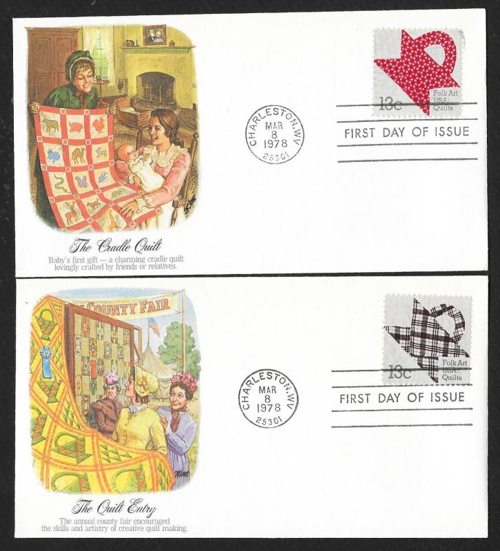 UNITED STATES FDCs (4) 18¢ American Quilts 1978 Fleetwood