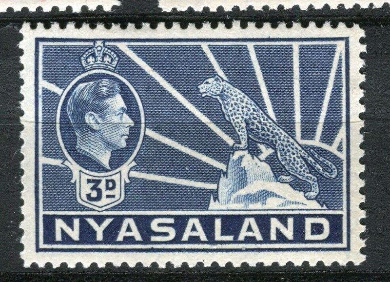 NYASALAND; 1938 early GVI Leopard issue fine Mint 3d. value