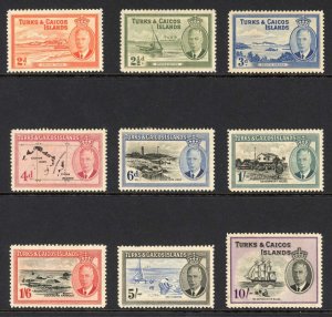 Turks and Caicos Is KGVI values to 10/- (not complete) M/M