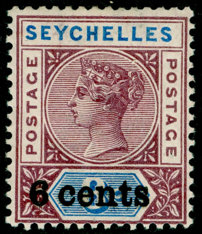 SEYCHELLES SG40, 6c on 8c brown-purple & ultra , LH MINT. 