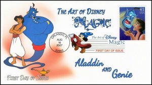 AO-4195-1, 2007, Art of Disney, Magic, Add-on Cachet, FDC, DCP, Aladdin, SC 4195