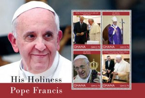 Ghana 2014 - Pope Francis - Sheet of 4 stamps - Scott #2793 - MNH