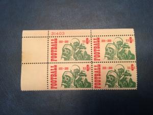 US #1382 Football Plate Block  XF NH