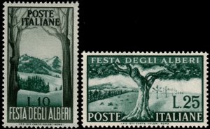 ✔️ ITALY 1951 - FESTIVAL OF TREES WINTER SCENE- SC. 592/593  MNH **