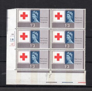 1/3 RED CROSS (PHOSPHOR) UNMOUNTED MINT CYLINDER BLOCK Cat £180