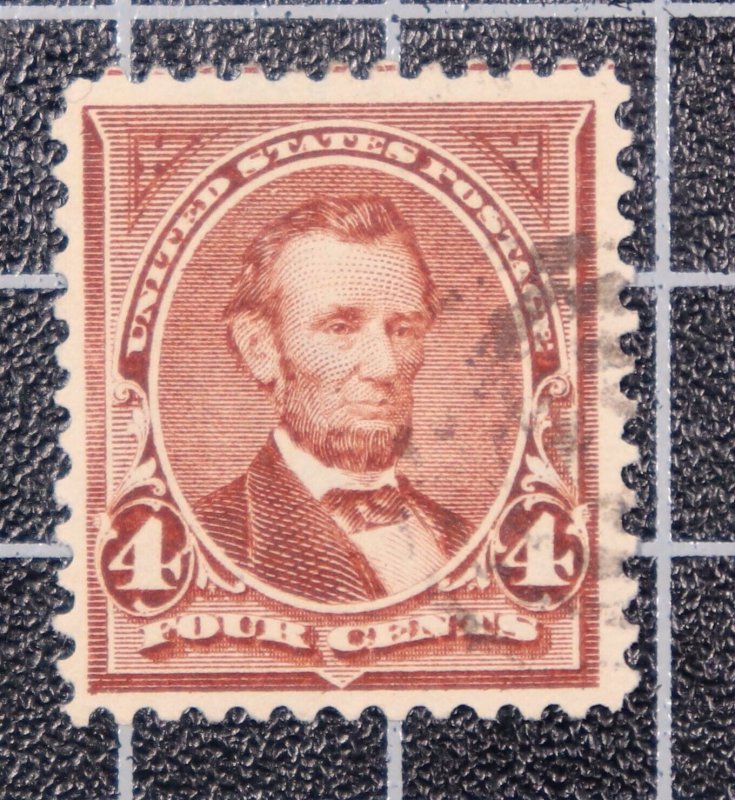 Scott 280 - 4 Cents Lincoln - Used - Nice Stamp - SCV $3.25