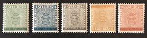 Sweden 1955 #479-83 MNH, CV $10