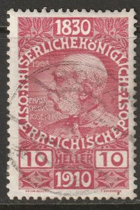 Austria 1910 Sc 133 used Royau (Rajov) CDS