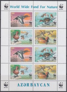 AZERBAIJAN SC # 704a-d CPL SHEET of 2 SETS of 4 - WWF BIRDS