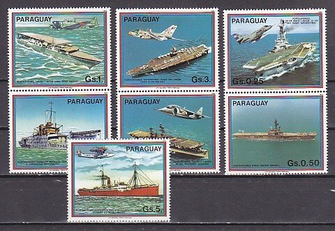 Paraguay, Scott cat. 2088 a-f, 2089. Ships and Aircraft Carriers issue. ^