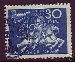 Sweden Sc 218 used 1924 30ö deep blue UPU issue, F-VF