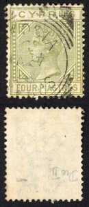 Cyprus SG20 4pi Pale olive-green Wmk CA Die 1 Cat 40 Pounds