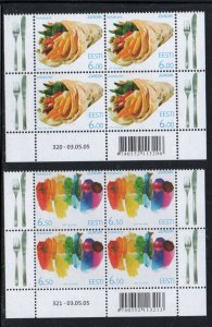 Estonia Sc 511-512 2005 Europa Food stamp set mint NH blocks of 4