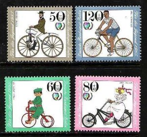 Germany-Sc#9NB223-6- id7-unused NH set-Bicycles-Transportation-1985-