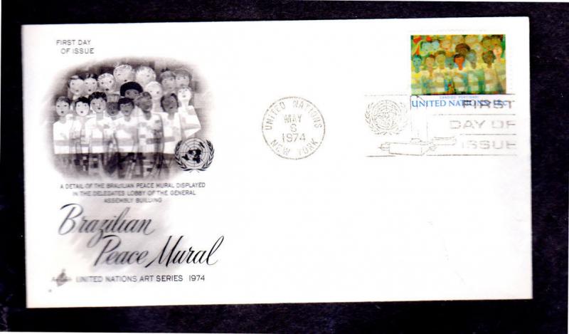 UNITED NATIONS NEW YORK #247  10 CENT PEACE MURAL  #6 ENVELOPE  FDC  MINT  NH aa