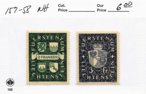 LIECHTENSTEIN  157-58   MNH