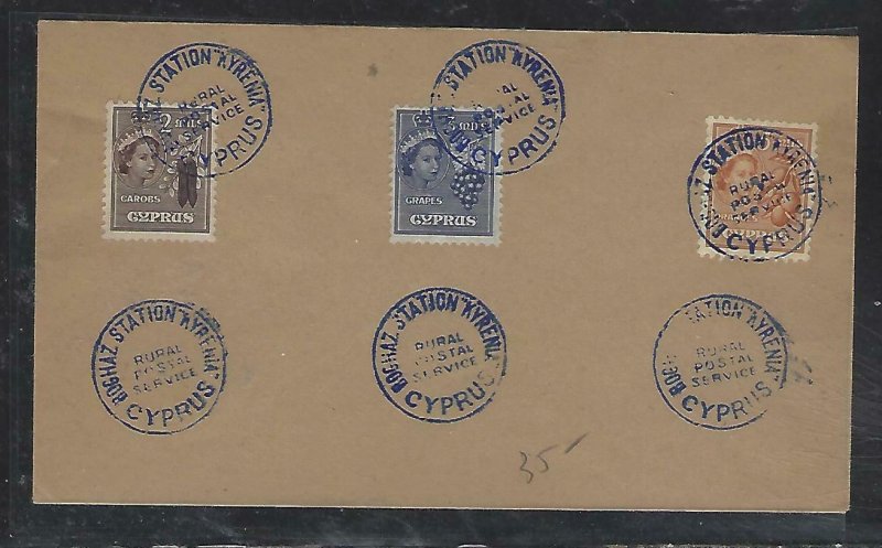 CYPRUS (P2408B) COVER RURAL POST BOGHAZ    QEII 2M+3M+5M  