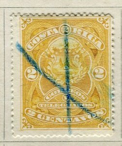 COSTA RICA; 1892 early classic Soto issue fine used 2c. value