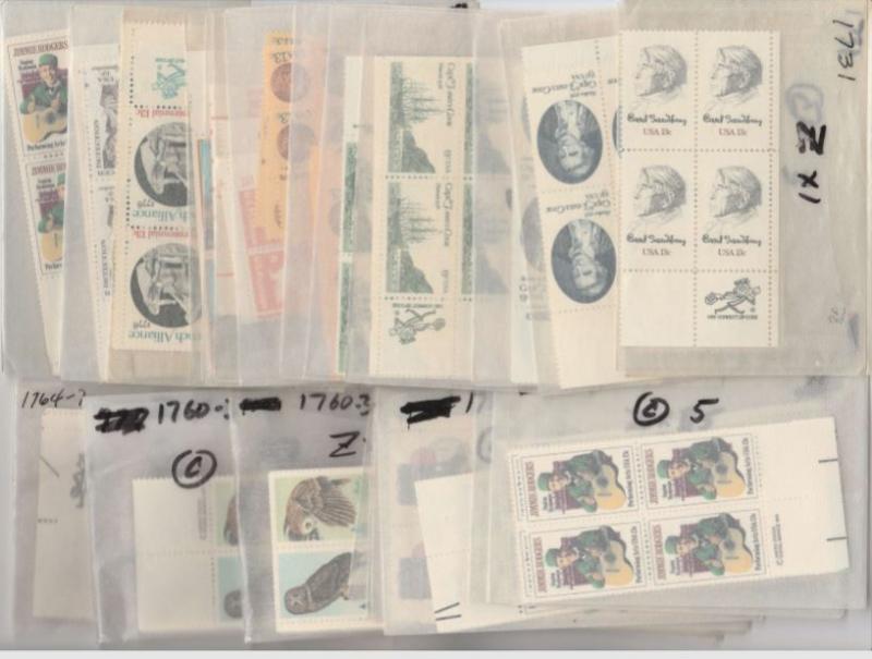 U.S. 1978 Commemorative Stamps - Zip Plate Block Set - See Description $15 Face