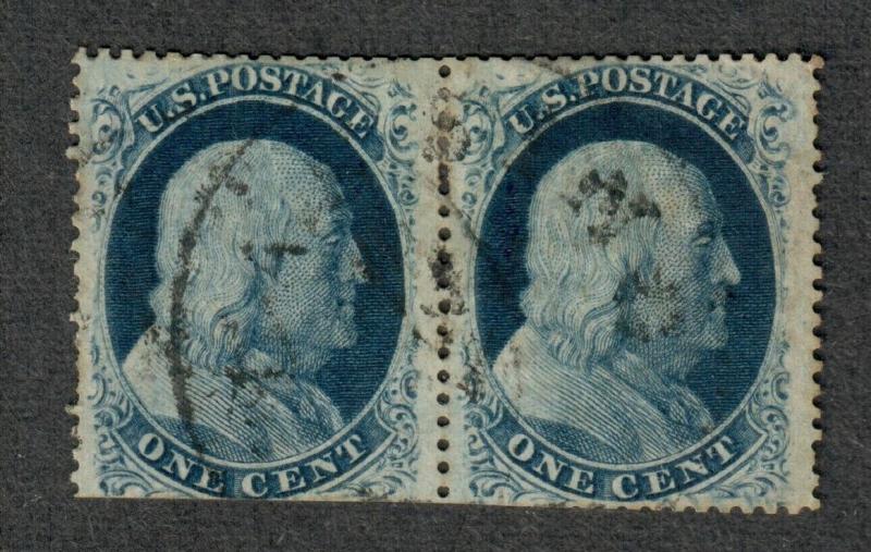 US Sc#24 Pair Used/Average, Type Va Pos 12R5+13R5, Doporto Cert., Cv. $600+