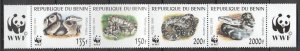 SS0052 1999 BENIN WWF FAUNA REPTIELS SNAKES 1SET MNH