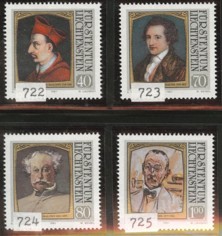 LIECHTENSTEIN Scott 722-725 MNH** 1981 visitor set