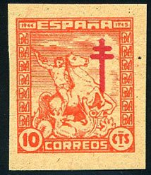 Spain, Postal Tax Stamps #RA19P, 1944 Tuberculosis Issue, 10c salmon, imperf....