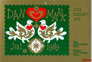 Denmark. Christmas Seal. 1989.1 Post Office,Display,Advertising Sign. Bird,Heart