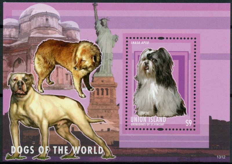 Union Island Grenadines St Vincent 2013 MNH Dogs of World I 1v S/S Lhasa Apso