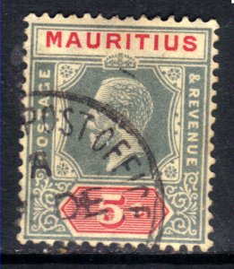 Mauritius 1921 - 34  KGV 5ct Grey & Carmine SG 227 Used  ( C1251 )