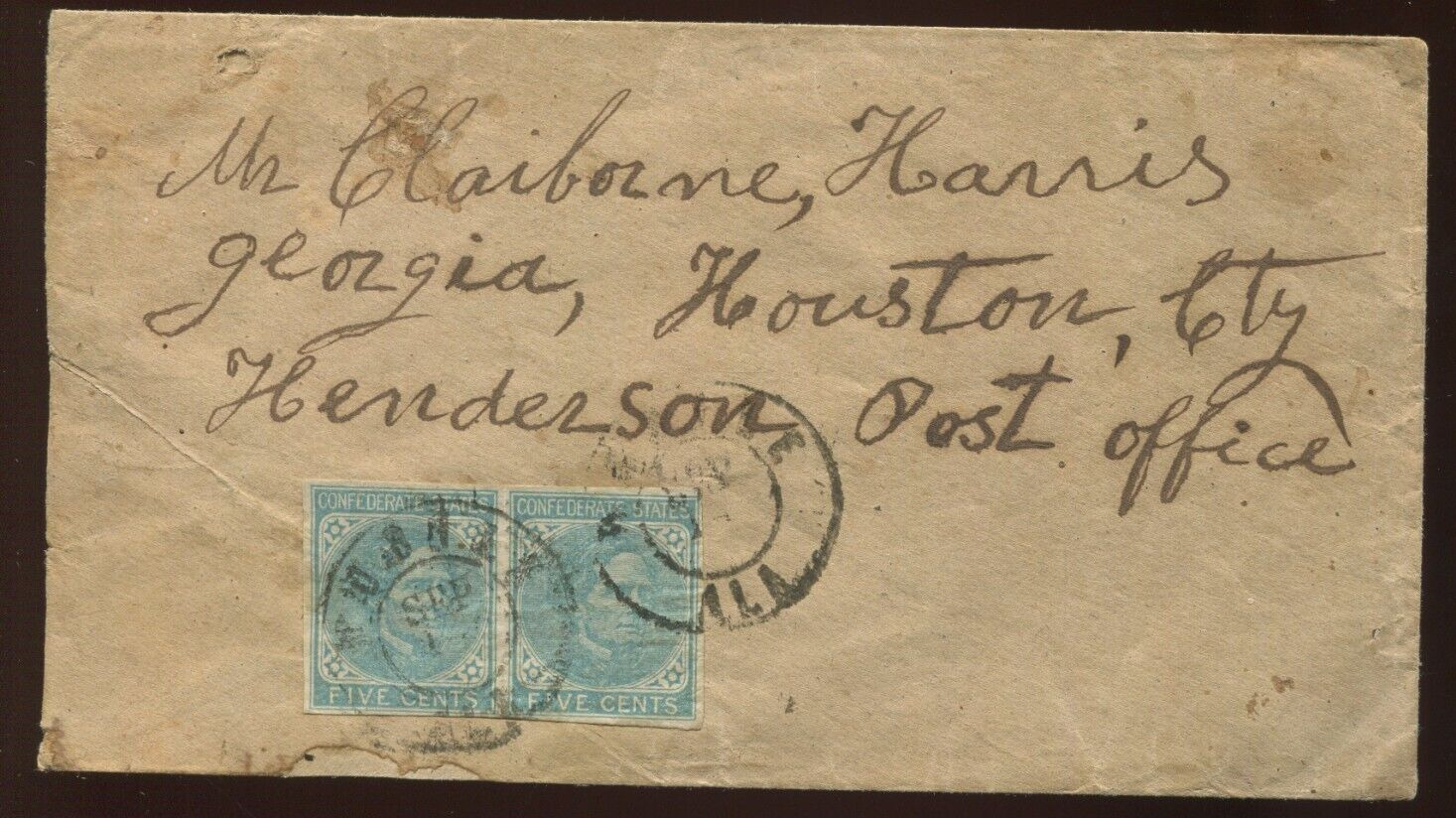 CSA 7 Pair Used on Cover Mobile AL to Henderson Post Office