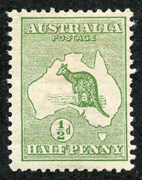 Australia SG1 1/2d Roo wmk Wide Crown  M/Mint (hinge remainder)