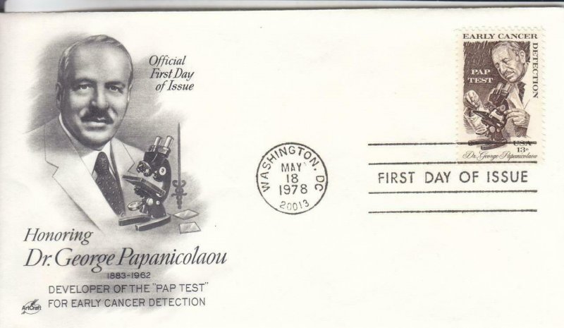 1978, Honoring Dr. George Papanicolaou, Artcraft, FDC (E7873)