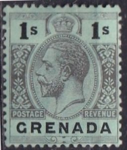 Grenada 85 (mhr) 1sh George V, black on grn paper (1913)
