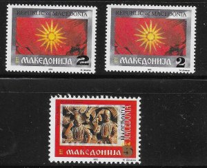 Macedonia 1995 Flag Surcharged Sc 40-42 MNH A1692