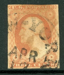USA 1851 Washington 3¢ Type II Scott #10A VFU R477
