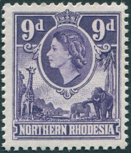 Northern Rhodesia 1953 9d violet SG69 unused