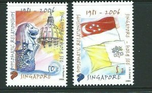 SINGAPORE SG1647/8 2006  DIPLOMATIC REIATIONS SINGAPORE AND VATICAN CITY MNH