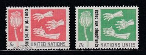 United Nations - New York # 131-132, Control of Narcotics, Used, 1/3 Cat.