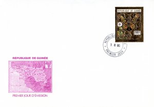 Guinea 1990  Sc#1094A  Butterflies/Scouts Single Gold Foil Perforated FDC