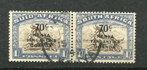 Kenya Uganda Tanganyka 1941 South Africa Overprint 1/- Pair Used