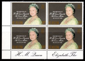 St.Helena 1980 Sc#341 QUEEN MOTHER 80th.BIRTHDAY Block of 4 MNH