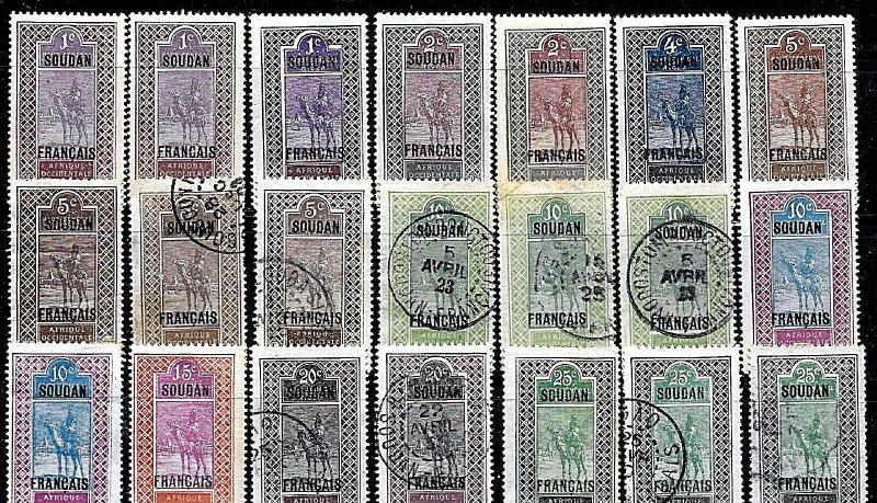 French Sudan 1921-30,Lot of 35 Stamps,Sc # 21//57,VF Mint Hinged*/USED (FR-1)