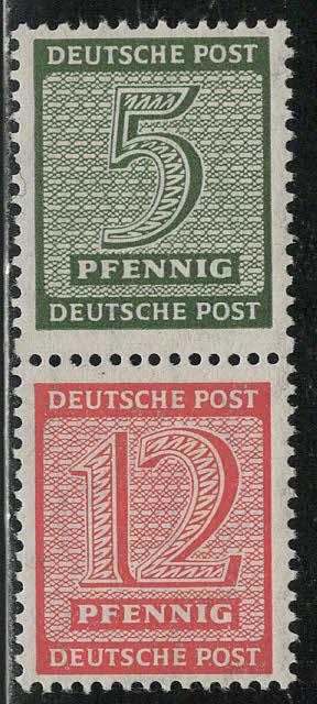 GDR West Saxony Scott # 14N3, 14N7, mint nh, se-tenant, Mi # SZd4