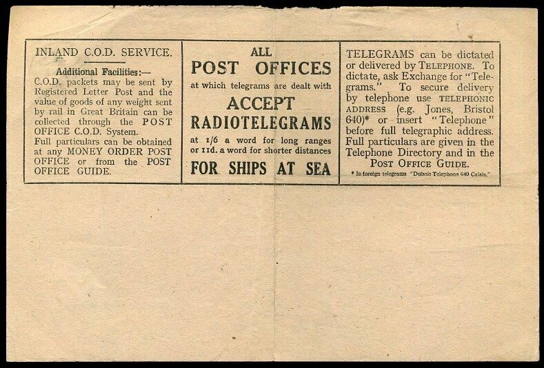 Scotland 1931 Post Office Telegraphs Form Fraserburgh Used