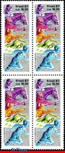 2100 BRAZIL 1987 10th PAN AMERICAN GAMES, HORSE, SWORDPLAY, SPORTS, BLOCK MNH