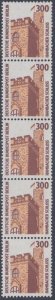 GERMANY Sc #9N556.1:  MNH COIL STRIP of 5 WITH EVERY 5th STAMP NUMBERED on BACK