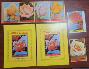 O) 1972 AJMAN . UNITED ARAB EMIRATES, ROSES - FLOWERS, IMPERFORATE