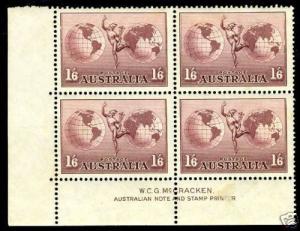 AUSTRALIA SC# C5 SG# 153A NH INSCRIPTION BLOCK OF 4