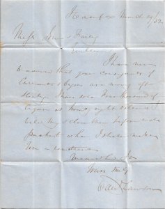 1852 Stampless Folded Letter, Halifax, Nova Scotia to Boston, Ma via ... (57807)